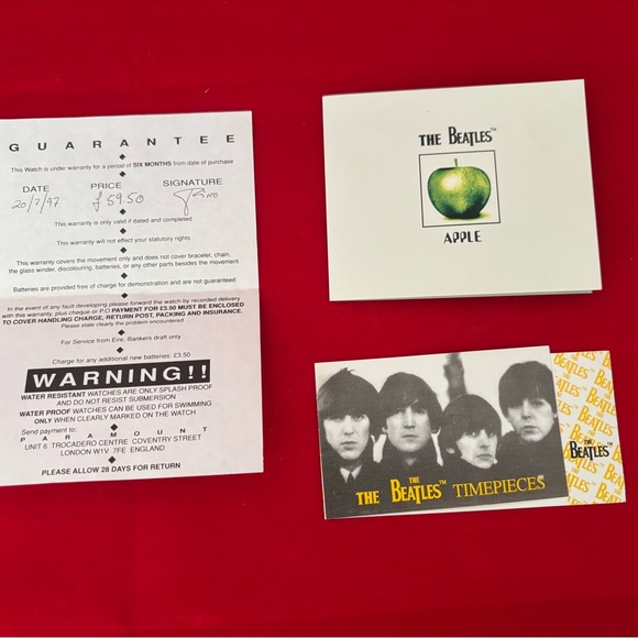 Beatles Green Apple B38 Watch – Limited Edition in Wooden Guitar Case (1997) - Picture 4 of 6